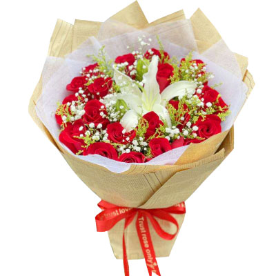 盐城19朵红玫瑰1支百合，永恒之美