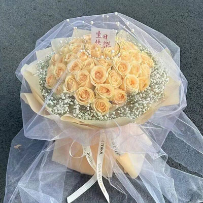 盐城52朵香槟玫瑰满天星,你就是我的全部