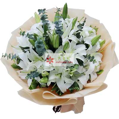 盐城9支白色多头百合，祝福你幸福